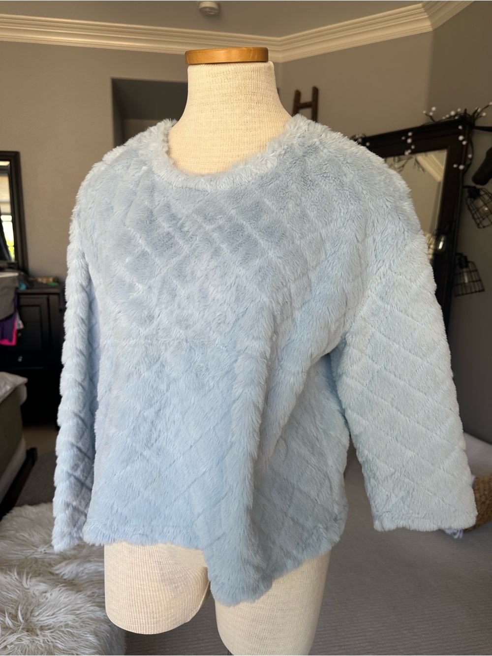 Almost Famous Sweater Light Blue Fuzzy size large
